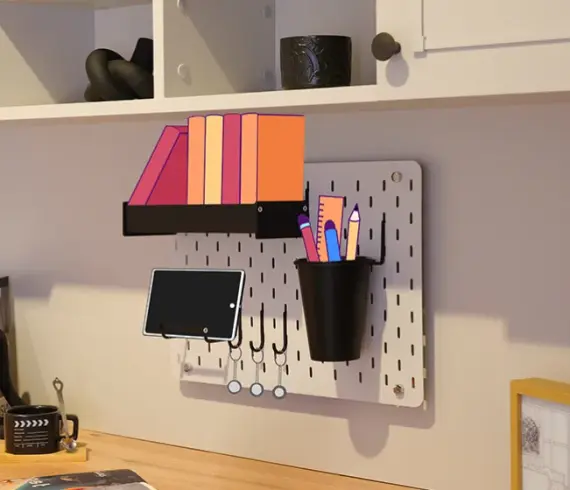 Çalışma Masası Pegboard Seti Gri-Siyah thumb